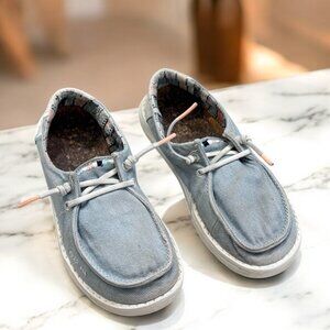 Hey Dude Youth Shoes Boho Light Denim Youth Size 2-3 Unisex UK Size 1
